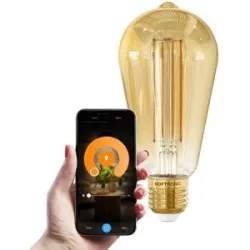HOFTRONIC Smart E27 LED-Glühfadenlampe - 7 Watt, 806 Lumen - ST64, bernsteinfarbenes Glas - 1800-3000 K, dimmbar - Edison-Lampe