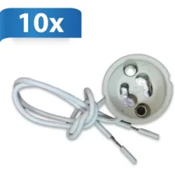 V-TAC 10er Set GU10-Fassung - Geeignet für alle GU10-Glühbirnen - 15 cm Anschlusskabel - Max. 100 Watt - Keramik - Weiß