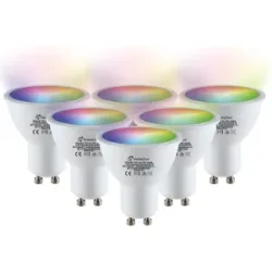 HOFTRONIC SMART 6x Smart lampe - GU10 Spot - 38° - 4,8W 345lm - RGBWW - Wifi & Bluetooth - App Steuerung - Google Home, Amazon Alexa en Siri - Smart lamp - LED Reflektor