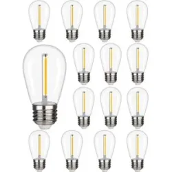 HOFTRONIC 15x E27 LED-Filament-Glühbirne - 1W - 2700K warmweiß - S14 - für 12V-Fassung - Kunststoff