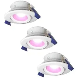 HOFTRONIC SMART 3er Set Lima Smart Einbaustrahler - Wifi + Bluetooth - RGBWW - GU10 - Schwenkbar - Google Home, Amazon Alexa und Siri - IP65 Wasserdicht - Weiß - App Steuerung und Sprache
