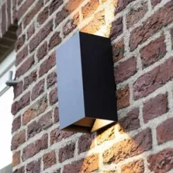 HOFTRONIC Miles XL LED Wandleuchte Dimmbar - 20 Watt 2000 Lumen - H 23 cm B 12 cm - 3000K warmweiß - IP65 wasserdicht - Schwarz - Up & Down Lampe für den Innen- und Außenbereich