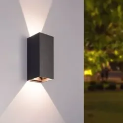 HOFTRONIC Miles S LED-Wandleuchte - Up and Down Licht - 3000K warmweiß- 10W 820 Lumen - IP65 wasserdicht - Schwarz - Außenbeleuchtung