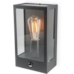 HOFTRONIC Stella PIR LED-Wandleuchte - Bewegungssensor - Dämmerungsschalter - exkl. E27 Leuchtmittel - max. 60W - IP44 Wasserdicht - Schwarz - für Außen - Gartenbeleuchtung