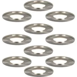 HOFTRONIC 10er Set Venezia LED Einbaustrahler - 6W 650lm - 2700K warmweiß - Dimmbar - Rund - IP65 wasserdicht - Edelstahl - Für den Innen, Außen und Badezimmer
