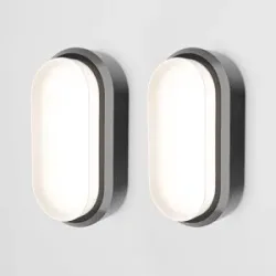 HOFTRONIC 2er Set C-Serie - LED-Deckenleuchte schwarz oval - Wandleuchte - Kellerleuchte - IP54 - 18W - 1830lm - 4000K neutralweiß - für den Innen- und Außenbereich