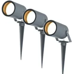HOFTRONIC 3x Spikey LED Gartenstrahler mit Erdspieß Dimmbar - Aluminium anthrazit exkl. GU10 IP65 wasserdicht 3 Jahre Garantie