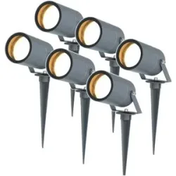 HOFTRONIC 6x Spikey LED Gartenstrahler mit Erdspieß - Dimmbar - exkl. GU10 - Wandstrahler - IP65 für innen und außen - Erdspieß - Anthrazit