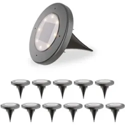 HOFTRONIC Ellis 12x Solar Bodeneinbaustrahler - 8 LEDs - 3000K warmweiß Licht - IP65 wasserdicht - Inkl. Dämmerungsschalter - Schwarz