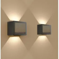 HOFTRONIC 2er Set Louis - Solar LED Wandleuchte - Würfel - Up & Downlight - CCT warmweiß-kaltweiß - Schwarz- IP65 wasserdicht - 4 LEDs - Gartenbeleuchtung - Außenbeleuchtung