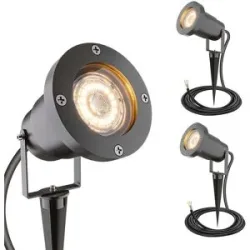 HOFTRONIC Sydney - 3x Gartenstrahler XL - Aluminium - Schwarz - IP65 wasserdicht - Geeignet für GU10 Strahler - 20 Watt - 3 Jahre Garantie