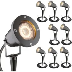HOFTRONIC Sydney - 9x Gartenstrahler XL - Aluminium - Schwarz - IP65 wasserdicht - Geeignet für GU10 Strahler - 20 Watt - 3 Jahre Garantie