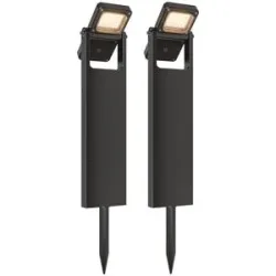 HOFTRONIC 2x Alton - Solar-Gartenlaterne - Schwenkbar - 3000K Warmweißes Licht - Schwarz - Wegbeleuchtung