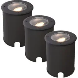 HOFTRONIC 3er Set Lilly LED Bodeneinbaustrahler Dimmbar - Schwenkbar - Befahrbar - Rund - 2700K warmweiß - IP67 wasserdicht - 3 Jahre Garantie - Schwarz