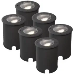 HOFTRONIC 6er Set Lilly LED Bodenstrahler Dimmbar - Schwenkbar - Befahrbar - Rund - 4000K neutralweiß - IP67 wasserdicht - 3 Jahre Garantie - Schwarz