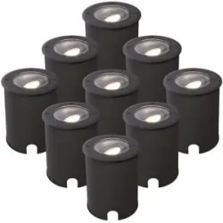 HOFTRONIC 9er Set Lilly LED Bodenstrahler Dimmbar - Schwenkbar - Befahrbar - Rund - 4000K neutralweiß - IP67 wasserdicht - 3 Jahre Garantie - Schwarz