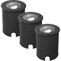 HOFTRONIC 3er Set Lilly dimmbarer LED Bodeneinbaustrahler - Schwenkbar - Befahrbar - Rund - 6500K tageslichtweiß - IP67 wasserdicht - 3 Jahre Garantie - Schwarz