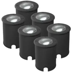 HOFTRONIC 6er Set Lilly dimmbarer LED Bodeneinbaustrahler - Schwenkbar - Befahrbar - Rund - 6500K tageslichtweiß - IP67 wasserdicht - 3 Jahre Garantie - Schwarz