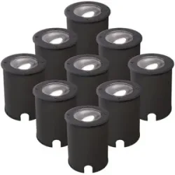 HOFTRONIC 9er Set Lilly dimmbarer LED Bodeneinbaustrahler - Schwenkbar - Befahrbar - Rund - 6500K tageslichtweiß - IP67 wasserdicht - 3 Jahre Garantie - Schwarz