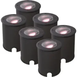 HOFTRONIC SMART 6er Set Lilly - Smart LED Bodeneinbaustrahler - IP67 wasserdicht - 4,8 Watt 345 Lumen - Schwenkbar - Befahrbar - Rund - Wifi + Bluetooth - RGBWW - GU10 - Kompatibel mit Google Home, Amazon Alexa und Siri - Schwarz