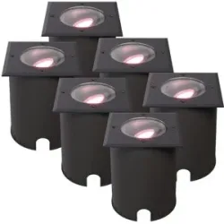 HOFTRONIC SMART 6er Set Cody - Smart LED Bodeneinbaustrahler - IP67 wasserdicht - 5,5 Watt 345 Lumen - Schwenkbar - Befahrbar - Quadratisch - Wifi + Bluetooth - RGBWW - GU10 - Kompatibel mit Google Home, Amazon Alexa und Siri - Schwarz