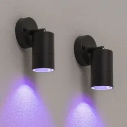 HOFTRONIC SMART 2er Set Lago schwenkbare Wandleuchten - Smart Home - IP44 - Inkl. RGBWW GU10 Spotlight - 4,5 Watt 350 lumen - WiFi & Bluetooth - Innen- und Außwandleuchte - Geeignet als Wand- und Deckenspot - Schwarz