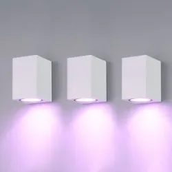HOFTRONIC SMART 3er-Set Marion - Smart WiFi+Bluetooth LED-Wandleuchten - Würfel - Inkl. 5,5 Watt RGBWW GU10 Spot - IP65 - Weiß - Innen und Außen - 3 Jahre Garantie