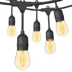 HOFTRONIC 12V 15m LED String Light Set - 15 Lichter - IP44 Für den Außenbereich geeignet - inkl. Adapter und Leuchtmittel