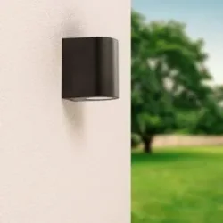 HOFTRONIC Alvin Dimmbare LED-Wandleuchte - GU10 ohne Leuchtmittel - IP44 - Strahler für innen und außen - Wandstrahler - Schwarz - Downlight - Polycarbonat