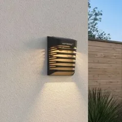 HOFTRONIC Dono LED Solar Wandleuchte mit Dämmerungsschalter - 3000K Warmweiß - 0,2W 10lm - IP65 - Schwarz