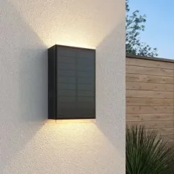 HOFTRONIC Jovi Solar LED Wandleuchte - Inkl. Dämmerungsschalter - Up & Down Licht - 2700K Warmweiß - Schwarz - IP65 wasserdicht - 70 Lumen - Gartenbeleuchtung - Außenleuchte