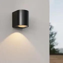 HOFTRONIC Alvin LED-Wandleuchte - Downlight - ohne GU10 - dimmbar - IP65 - Innen- und Außenbereich - Wandstrahler - Schwarz - Polycarbonat
