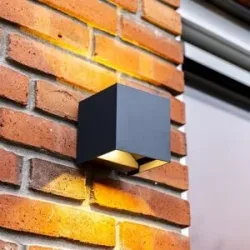 HOFTRONIC Kansas LED-Wandleuchte Kubus - Anthrazit - 3000K warmweiß - IP65 wasserdicht - 30.000 Betriebsstunden - Up & Downlight - Für den Innen- und Außenbereich