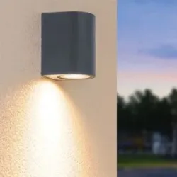 HOFTRONIC Alvin Anthrazit LED-Wandleuchte - Downlight - ohne GU10 - dimmbar - IP65 - Innen- und Außenbereich - Wandstrahler