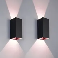 HOFTRONIC Miles XL - 2er-Set Smart Wandleuchte LED - Wifi + Bluetooth - 20W 2000lm - Dimmbar - RGBWW - IP65 wasserdicht - Up Down Lampe - Verstellbar - Schwarz - Google Home, Amazon Alexa und Siri