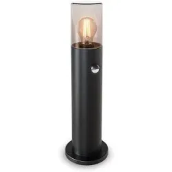 HOFTRONIC Blaze PIR LED Wegeleuchte außen schwarz - 45 cm - Dämmerungs- und Bewegungsmelder - Wegeleuchte - E27 Fassung - Max. 15 W - IP54 - Gartenlaterne