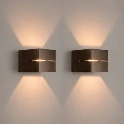 LUSENZ 2x Gemini bronzo - Würfelförmige Up-and-Down-Wandleuchte mit gebürsteter Bronzebeschichtung