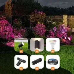 HOFTRONIC Set ?Der intelligenteste Garten? ? Lichtbündel ? Für einen intelligenten Garten ? Gartenstrahler, Wandleuchten, Smart GU10-Lampen + Kabelverbinder