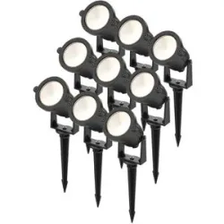 HOFTRONIC Set mit 9 Piton LED-Strahler - 4,9 W, 425 lm - schwenkbar - 20.000 Betriebsstunden - 3000 K warmweiß - IP65 wasserdicht - schwarz