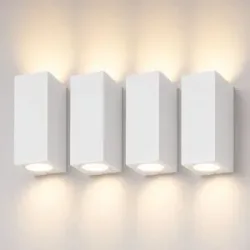 HOFTRONIC 4er Set Selma - LED Wandleuchten - Exkl. GU10-Lichtquelle - Up & Down Light - IP65 wasserdicht - Für drinnen und draußen - Weiß