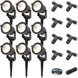 HOFTRONIC Set mit 9 Piton LED-Strahler - 4,9 W, 425 lm - schwenkbar - 20.000 Betriebsstunden - 3000 K warmweiß - IP65 wasserdicht - schwarz - Inklusive Installationsmaterial (Kabel & Verbinder)