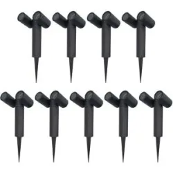 HOFTRONIC 9er-Set Pinero Doppel LED Gartenstrahler mit Erdspieß - Schwenkbar - Dimmbar - GU10 Fassung - IP65 wasserdicht - Schwarz - Erdspießstrahler - Außenstrahler