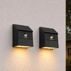 HOFTRONIC 2er Set Cubos Solar-LED-Wandleuchte - 2,5 W, 300 lm - 2700 K/4000 K/6000 K - IP65 - Schwarz - Downlight
