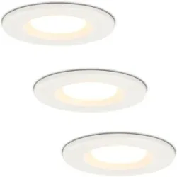 HOFTRONIC 3er Set Venezia LED Einbaustrahler - 6W 650lm - 2700K warmweiß - Dimmbar - Rund - IP65 wasserdicht - Weiß - Für den Innen, Außen und Badezimmer