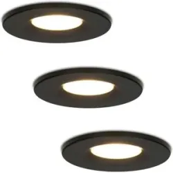 HOFTRONIC 3er Set Venezia LED Einbaustrahler - 6W 650lm - 2700K warmweiß - Dimmbar - Rund - IP65 wasserdicht - Schwarz - Für den Innen, Außen und Badezimmer