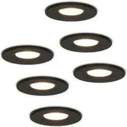 HOFTRONIC 6er Set Venezia LED Einbaustrahler - 6W 650lm - 2700K warmweiß - Dimmbar - Rund - IP65 wasserdicht - Schwarz - Für den Innen, Außen und Badezimmer