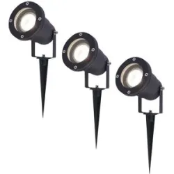 HOFTRONIC 3er Set Sydney LED Gartenstrahler mit Erdspieß - Dimmbar - Schwenkbar - GU10 4 Watt 345 Lumen - 4000K neutralweiß - IP64 Wasserdicht - Schwarz - Erdspießstrahler