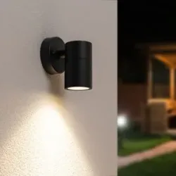 HOFTRONIC Mason - LED Wandleuchte - IP44 Wasserdicht - 4 Watt 345 Lumen - GU10 - 4000K neutralweiß - Dimmbar - Für Innen- und Außenbereich - Downlight - Schwarz
