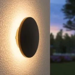 HOFTRONIC Casper S LED Wandleuchte rund - 6W 660lm - 3000K warmweiß - Diffus - 360 Grad Abstrahlwinkel - IP54 Wasserdicht - Für Innen und Außen - Schwarz