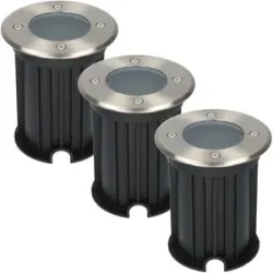 HOFTRONIC 3er Set Maisy LED Bodeneinbaustrahler außen - Ø12cm - Rund - Edelstahl - GU10 Fassung - IP67 wasserdicht - Bodenstrahler - Einfahrt